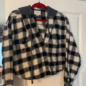 American eagle plaid button up hoodie
